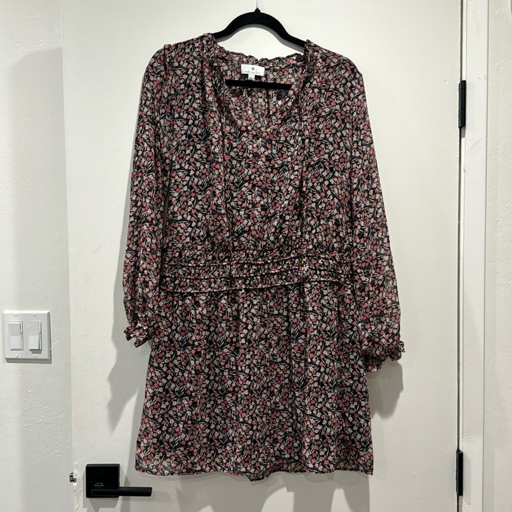 Cinched Waist Floral Mini Dress. Size L.